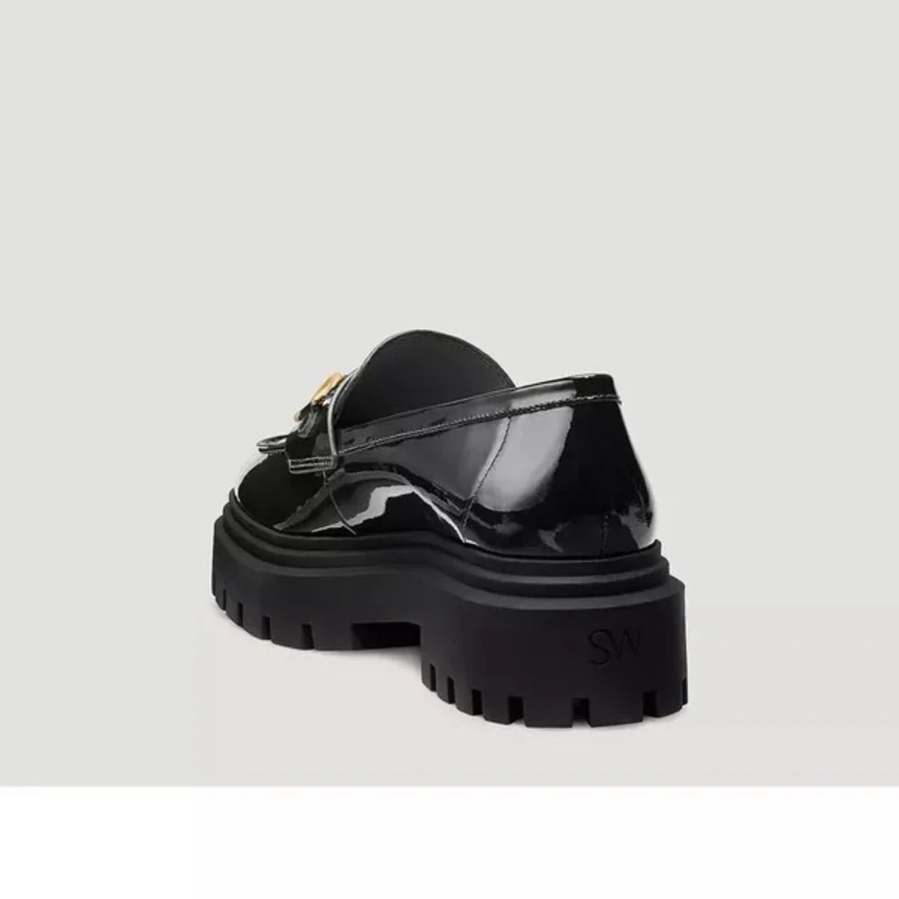 Stuart Weizmann Owen Buckle Ultra Lug Loafer - Black Patent - Picture 5 of 12